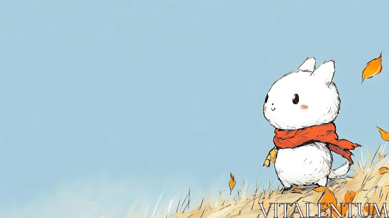 Cute Rabbit in Autumn Landscape Art AI Image