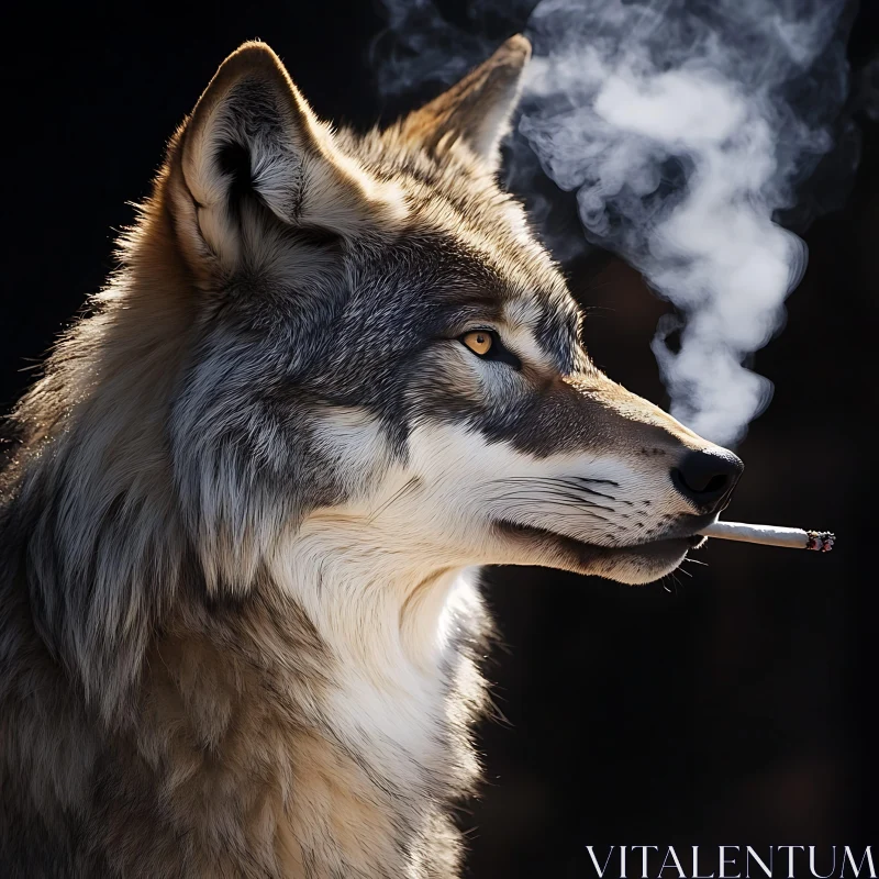 A Wolf's Smoke Break AI Image