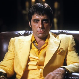 Serious Man in Yellow Suit Sitting