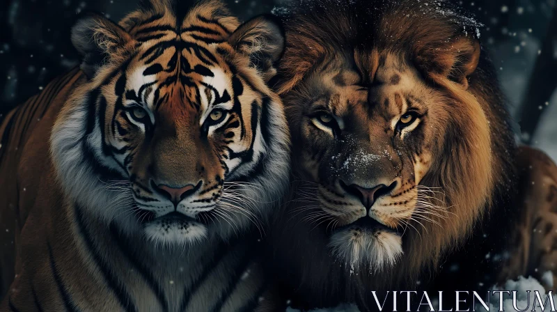 Tiger and Lion Side by Side AI Image