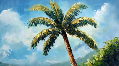 Tropical Palm Tree Oil Painting