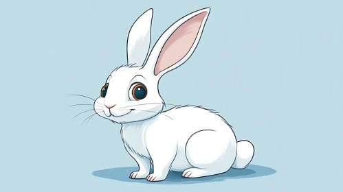 Charming Cartoon Rabbit on Blue Background