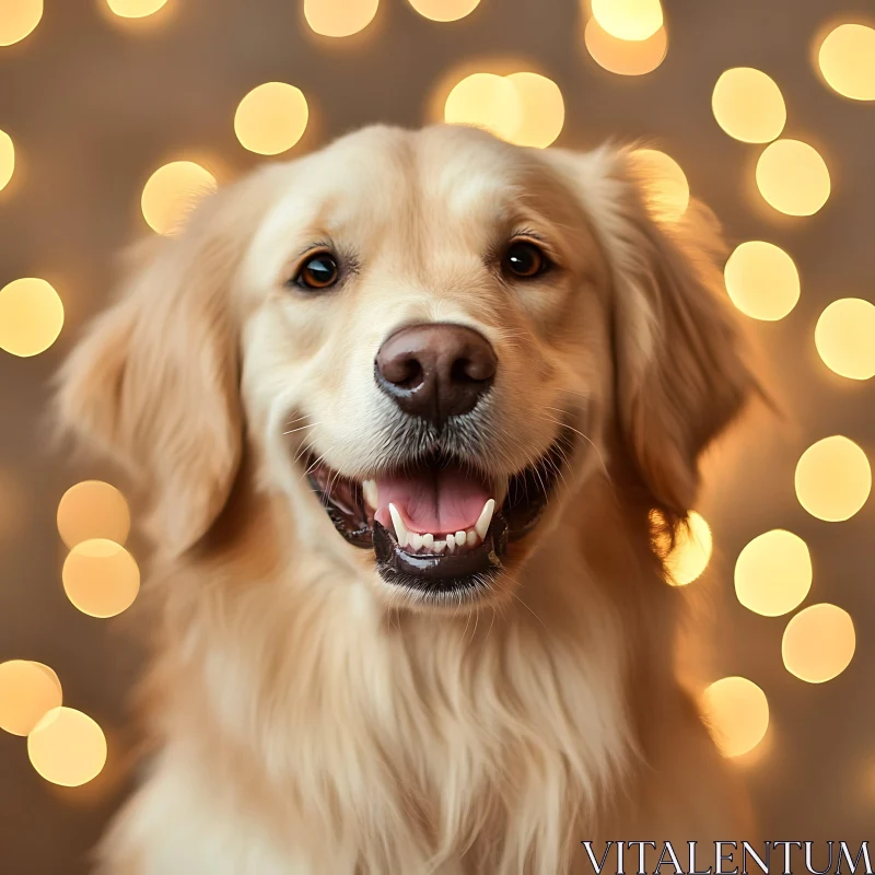 Cheerful Golden Retriever with Bright Background AI Image