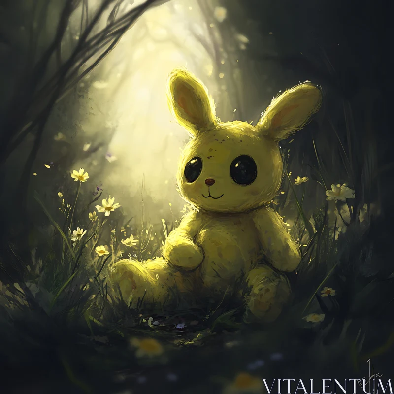 AI ART Yellow Bunny in a Dreamy Landscape