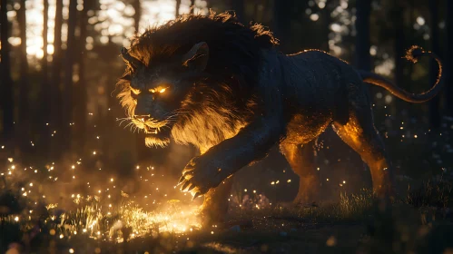 Lion in the Woods