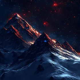Celestial Mountain Range at Night