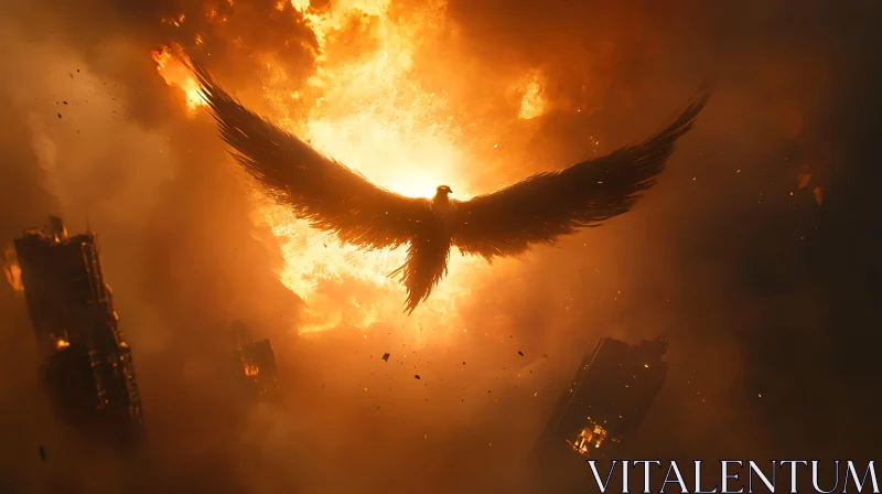 Phoenix in Flames: A Fantasy Bird AI Image