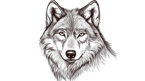 Monochrome Wolf Portrait