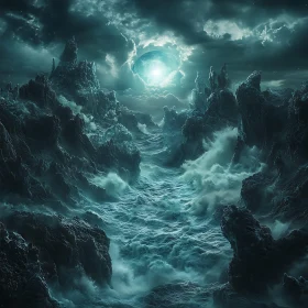 Moonlit Ocean Storm