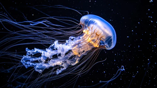 Glowing Jellyfish in the Deep Sea