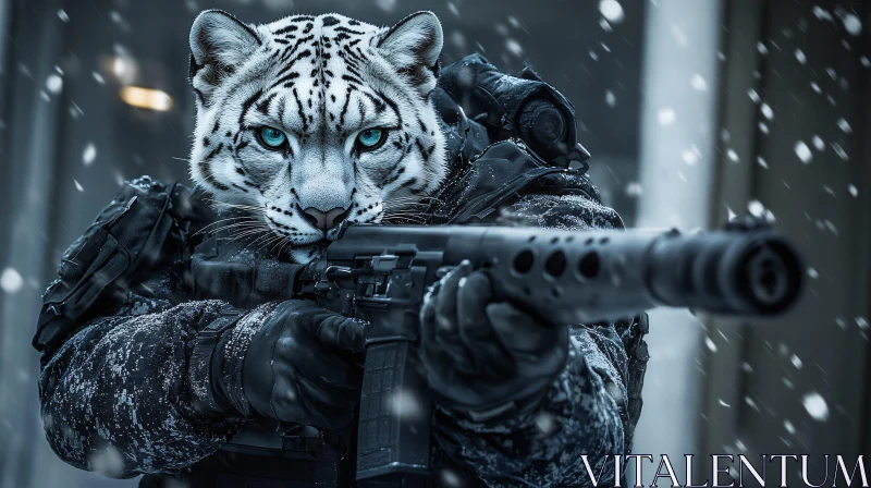 AI ART White Tiger Tactical Unit in Winter