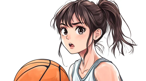 Sports-Themed Anime Girl Illustration