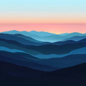 Peaceful Blue Mountains at Dusk