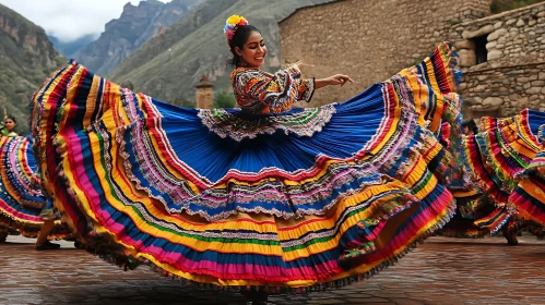 Woman Dancing in Traditional Dress