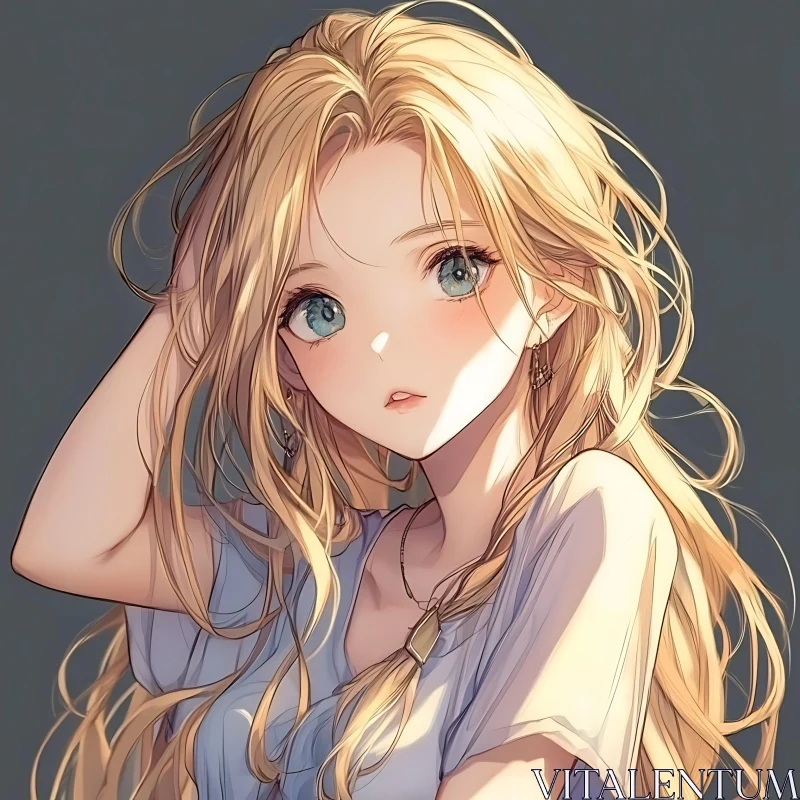 Blonde-Haired Anime Girl Illustration AI Image