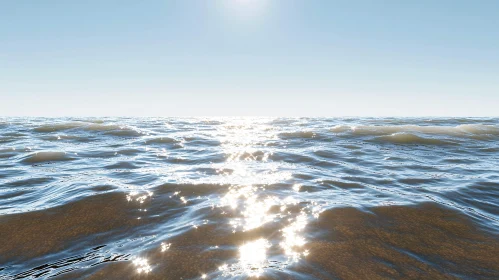 Sunlit Ocean with Gentle Waves