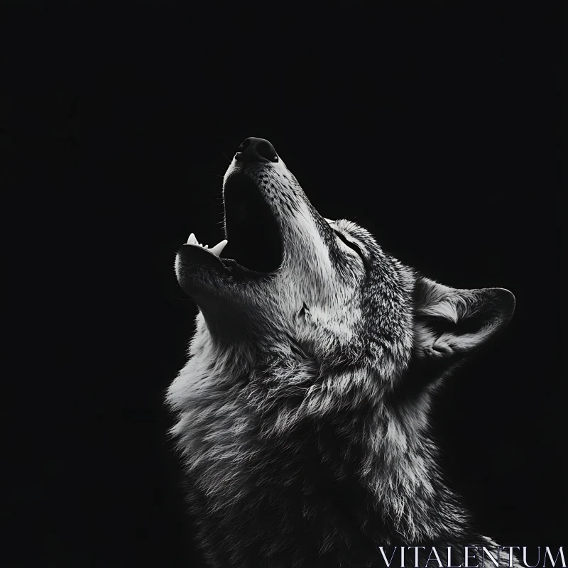 AI ART Wolf Howling Monochrome