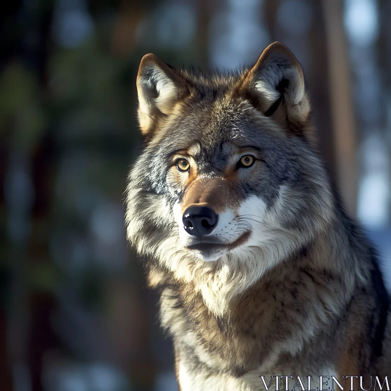 AI ART Close-Up of a Majestic Wolf