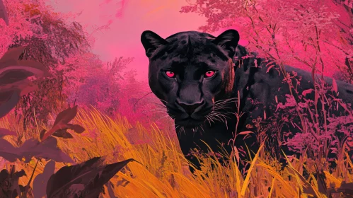 Panther Portrait in Fantasy Landscape