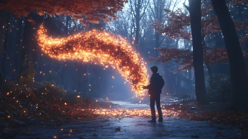 Magical Forest Scene with Boy