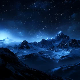 Celestial Mountainscape at Night