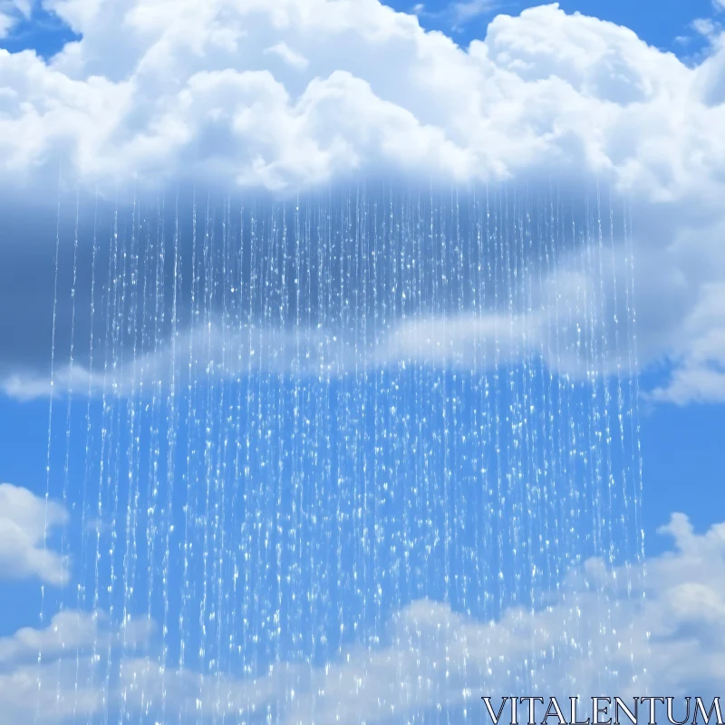 Shimmering Rain from the Clouds AI Image