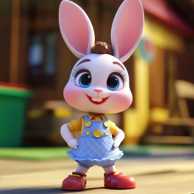 Charming Bunny in Overalls Cartoon