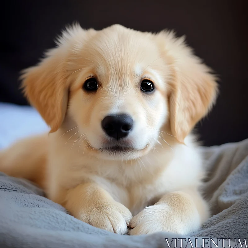 Sweet Golden Retriever Puppy Portrait AI Image