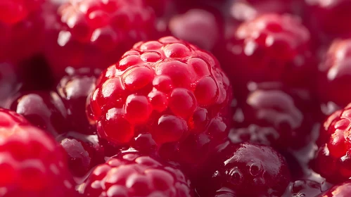 Macro Shot of Ripe Raspberries