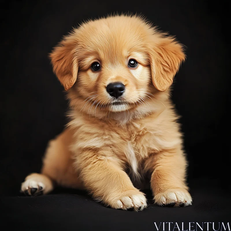 Cute Golden Puppy Portrait AI Image