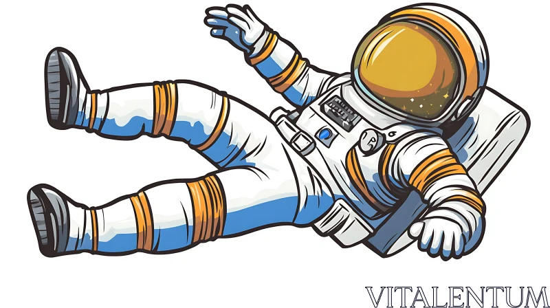 Weightless Astronaut Illustration AI Image