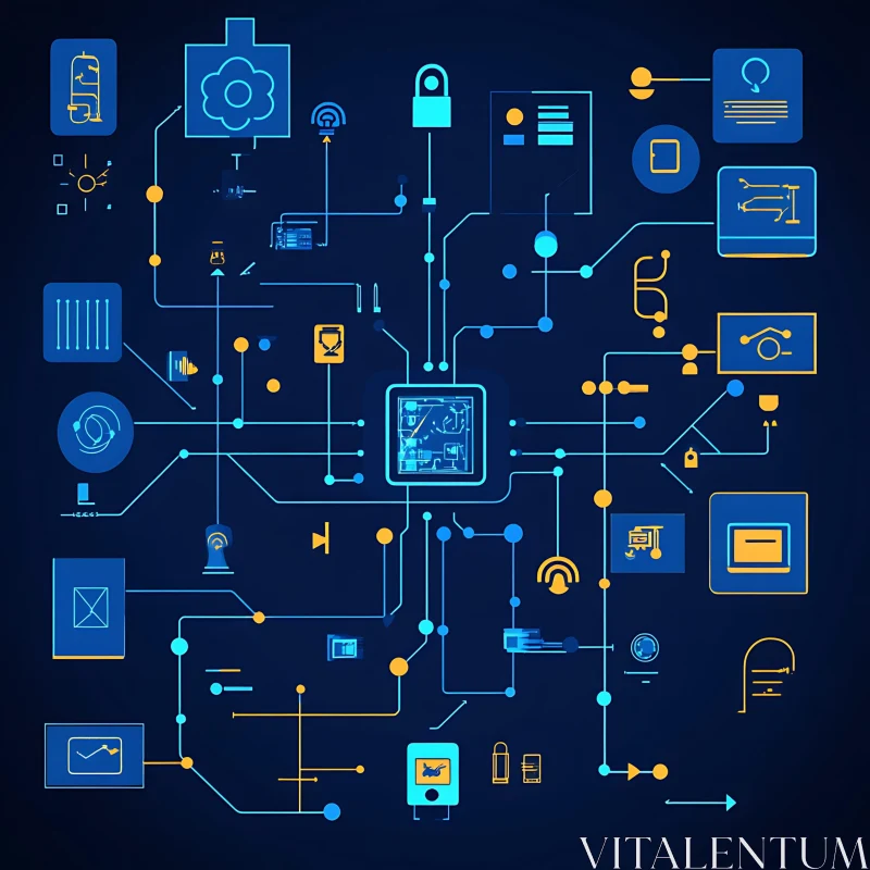 Connected Systems: A Network Design Illustration AI Image