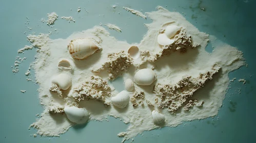 Coastal Still Life with Seashells and Sand