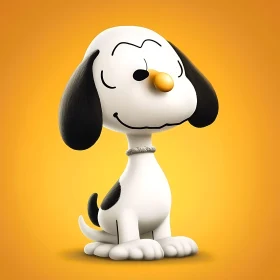 Cheerful Cartoon Dog Against Yellow Background