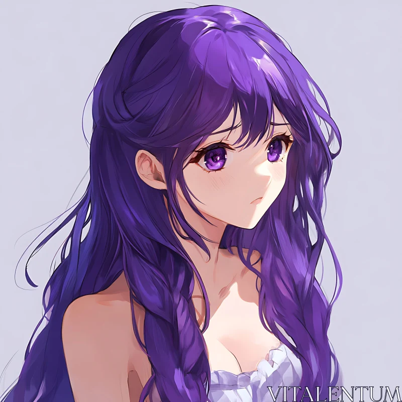 Purple-Haired Anime Girl Portrait AI Image