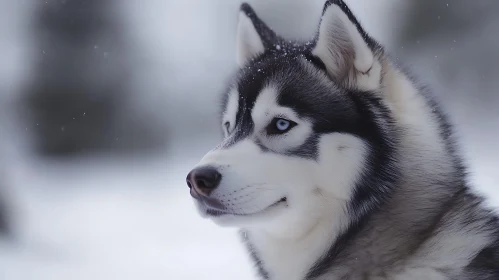 Husky in Winter Wonderland