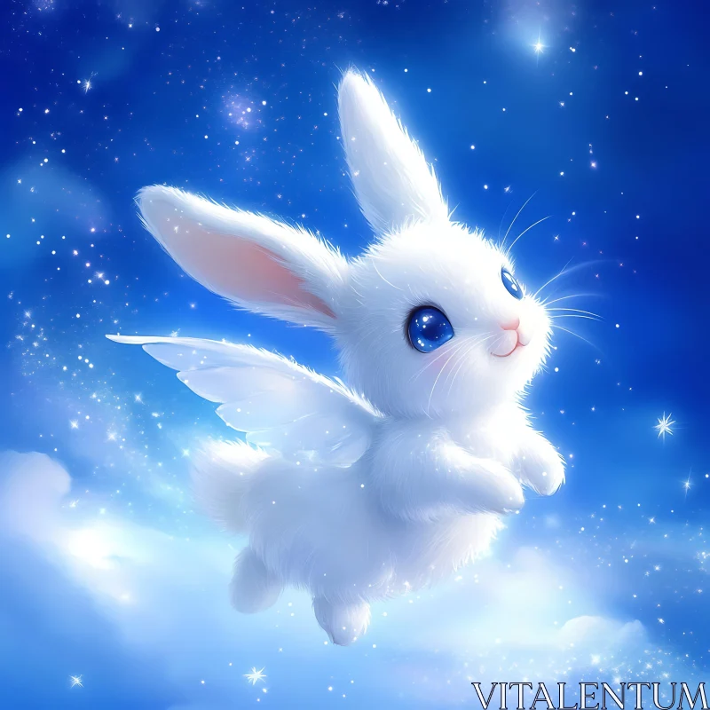 Angelic Bunny in a Celestial Dreamscape AI Image