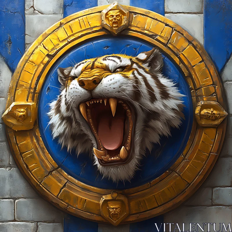 Fierce Tiger Crest Illustration AI Image