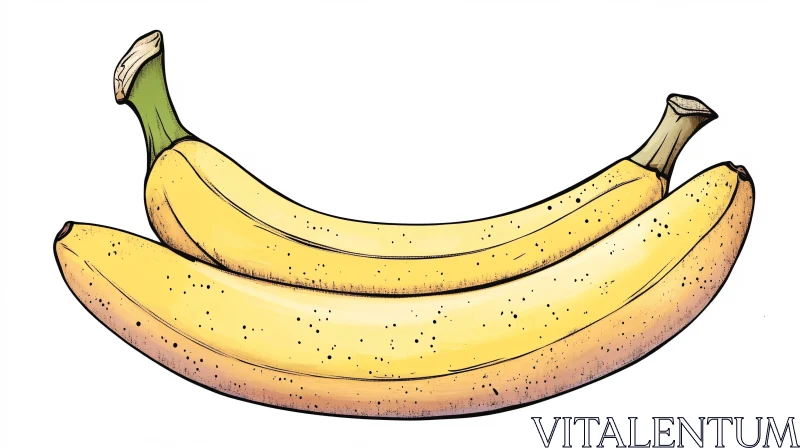 AI ART Illustration of Two Yellow Bananas