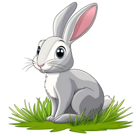 Cartoon Bunny Sitting Illustration