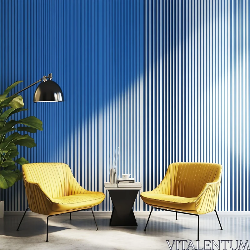 Modern Interior with Yellow Accents AI Image