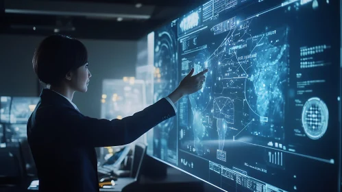 Woman Analyzing Data on a Screen