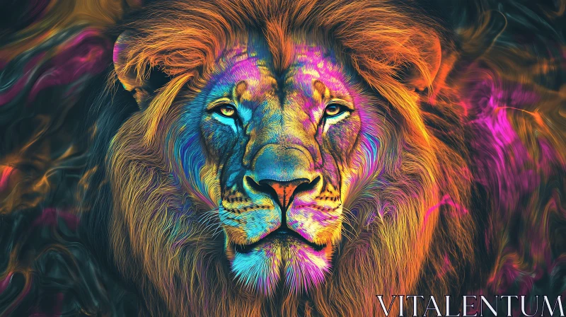 AI ART Majestic Lion with Painted Mane