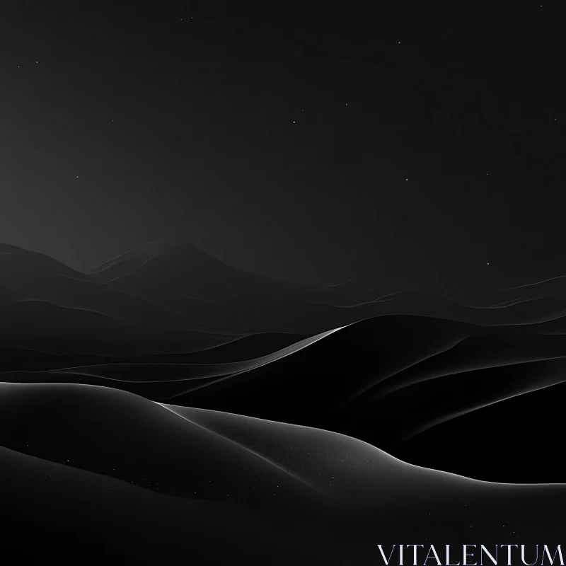 AI ART Abstract Monochrome Waves Under Stars