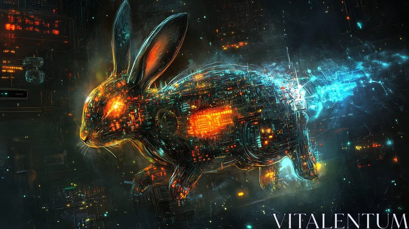 Techno-Organic Rabbit: Digital Age Art AI Image