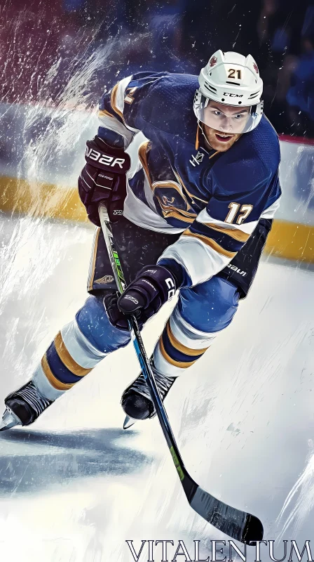 AI ART Intense Ice Hockey Player in Action