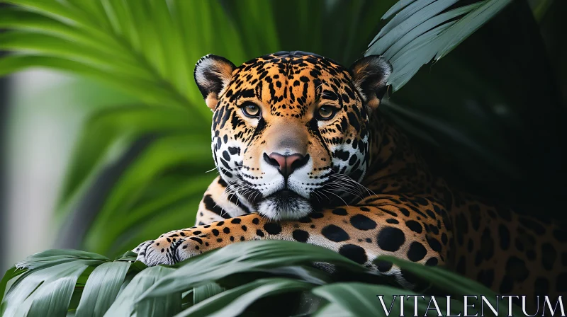 Jaguar Portrait in Jungle AI Image