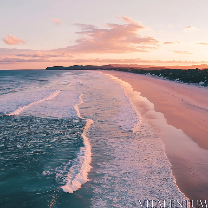 AI ART Calm Ocean Waves at Dusk