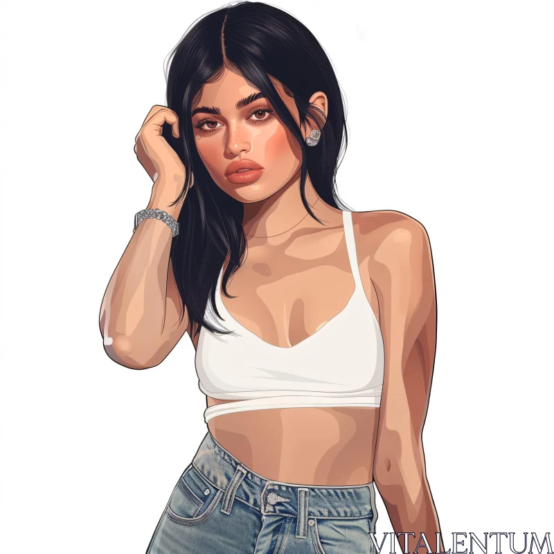 Kylie Jenner Fashionable Portrait AI Image