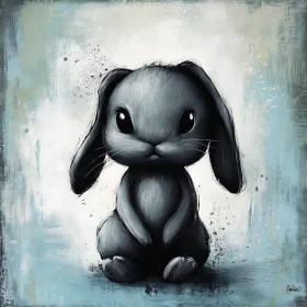 Monochrome Bunny with Soulful Eyes Artwork